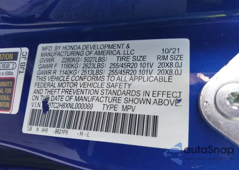 2022 Acura Rdx A-Spec Advance Package/Pmc Edition z USA, uszkodzony, nr VIN 5J8TC2H8XNL000069